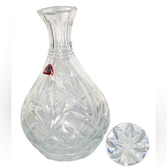 Krosno Asitra Polish Cut Crystal Decanter w/ Stopper 12” Vintage Barware Elegant - Picture 2 of 3